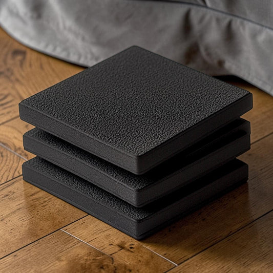 Quyrn Non-Slip Furniture Coasters - 8 Pack Heavy Duty Rubber Pads for Sofa & Bed - Self-Adhesive Floor Protectors for Hardwood & Laminate - Black